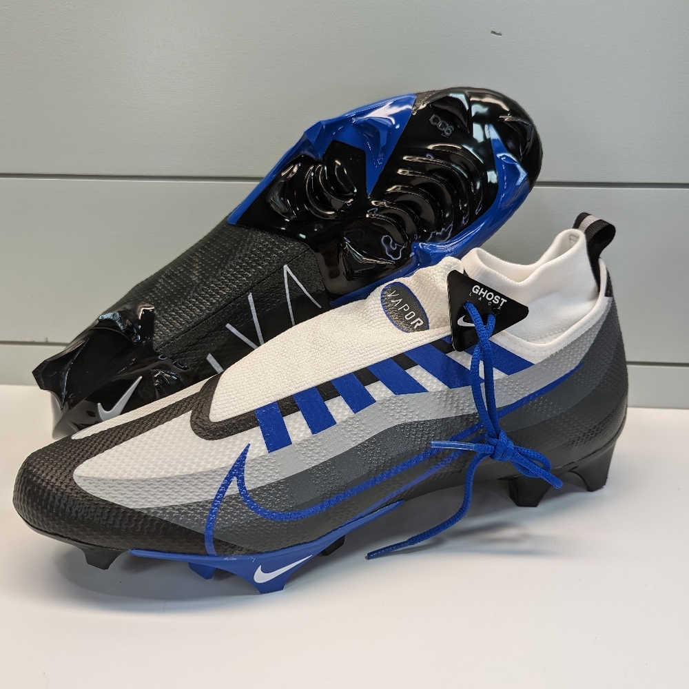 Nike Vapor Edge Pro 360 Black Game Royal Blue Grey Football cleats size Men's 14